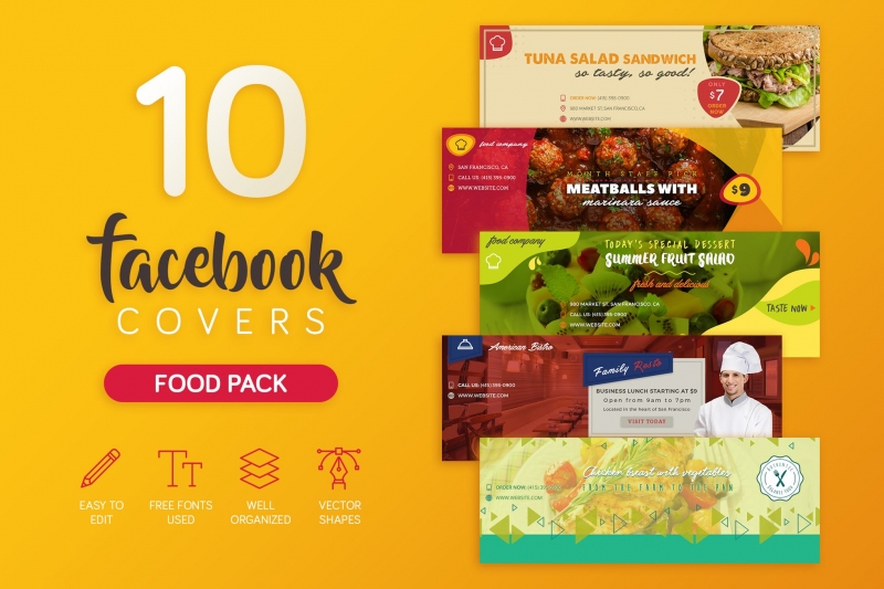 食物Facebook封面UI