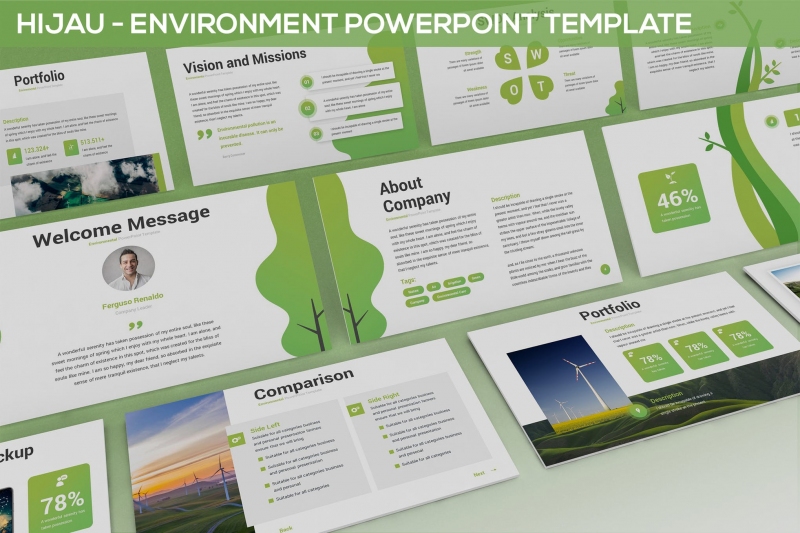 Hijau-环境Powerpoint模板