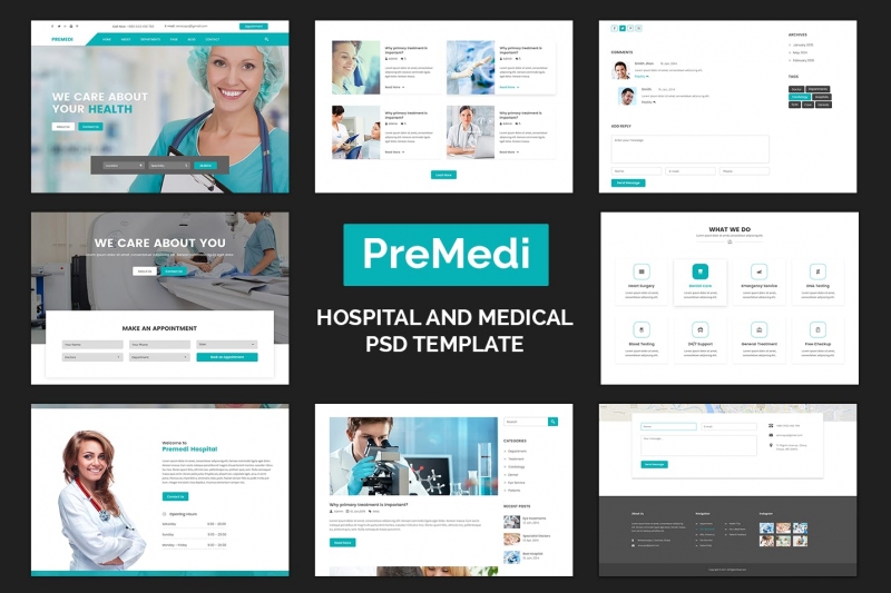 PreMedi-医院和医疗PSD模板ui工具包
