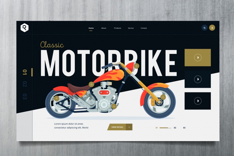 摩托车网页标题PSD和矢量模板