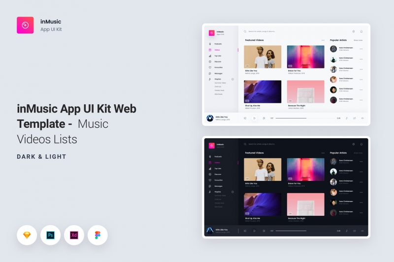 inMusic应用程序UI工具包Web模板-音乐视频